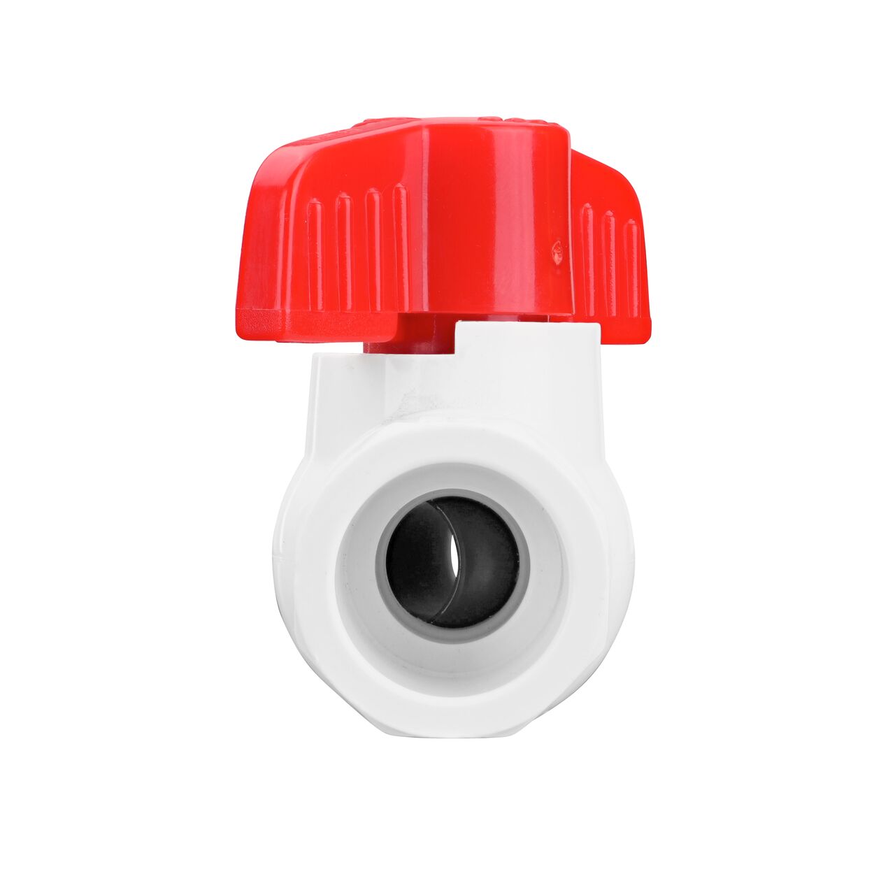 Rotate the handle to easily open or close the valve ball that controls water flow on the NDS 1/2 in. PVC IPS Ball Valve (NDS E1410-05)