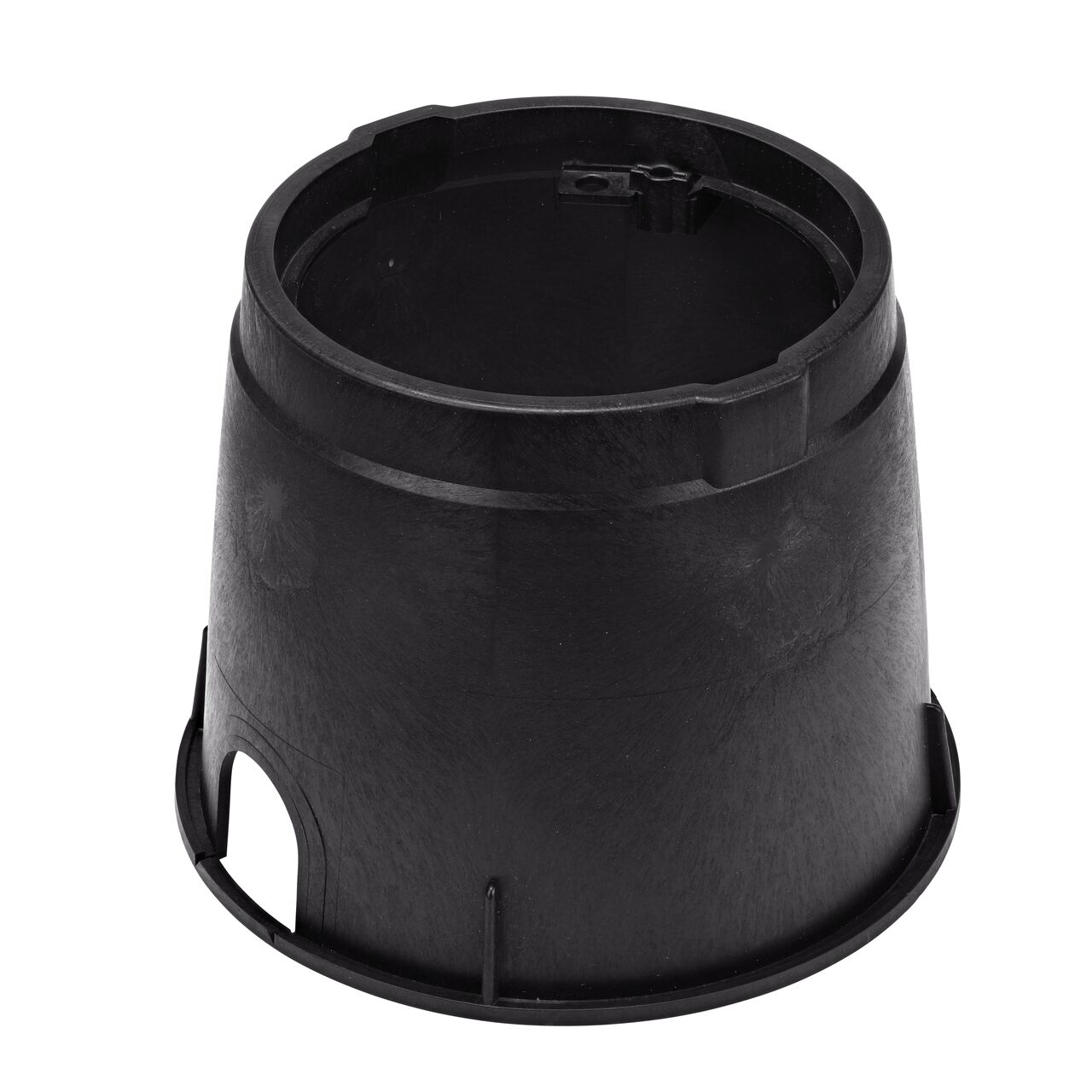 The durable black plastic 10 in. Round Standard Series Valve Box (NDS 111BCS) has a height of 9 in. and is engineered for superior strength with structural reinforcing ribs