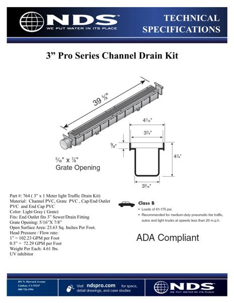 NDS 3 in. Pro Series™ Channel Drain Kit