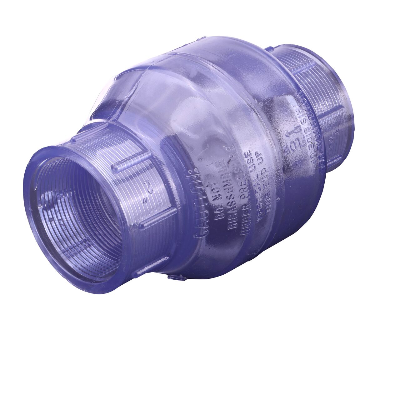 NDS Clear 2 in. female end by female end leak-resistant PVC Swing Check Valve (NDS 1520C20F) conveys water one-way through pipe and prevents backflow