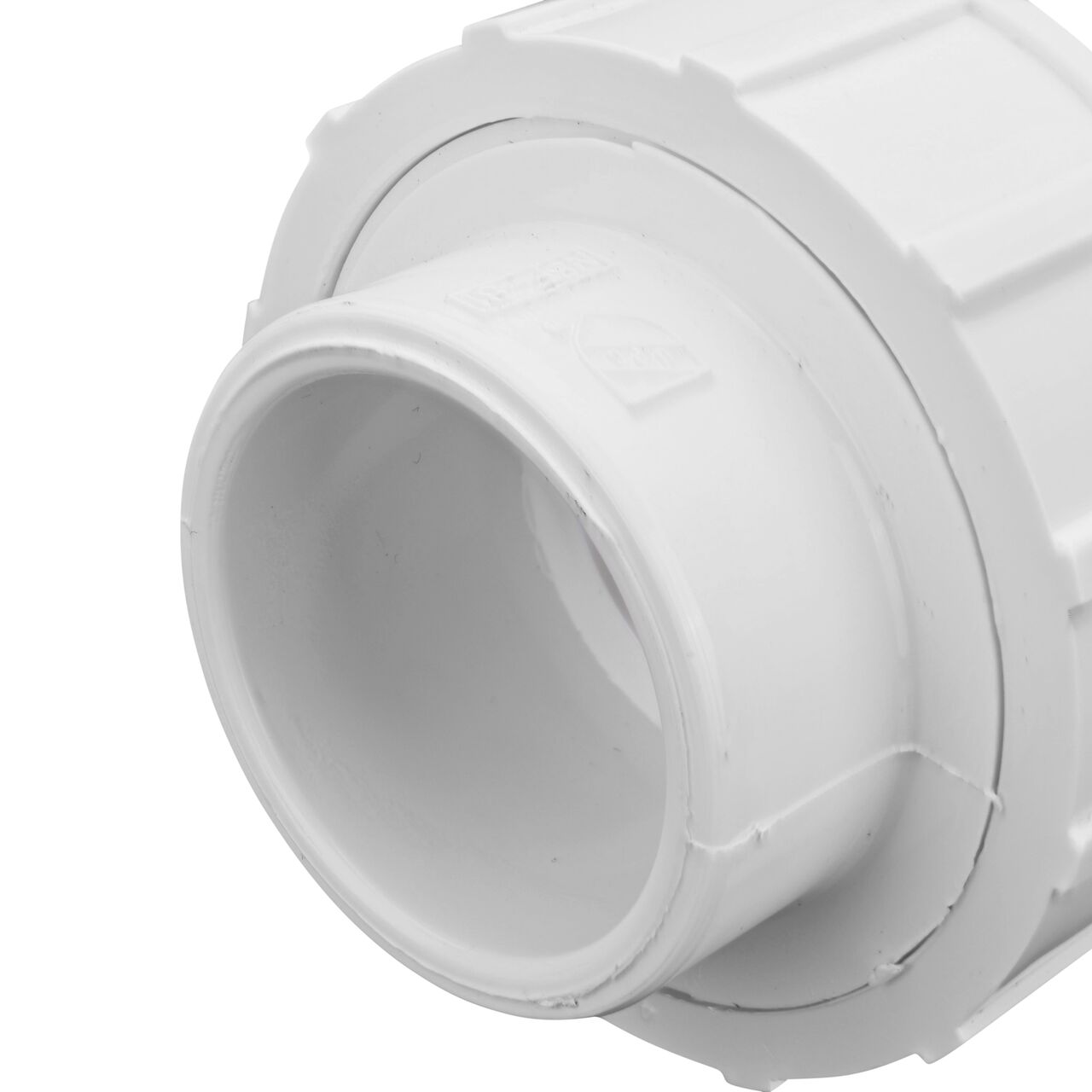 Closeup view of one slip end on the PVC Union, 1-1/4 in. Sch. 40 S X S (NDS WU-1250-S)