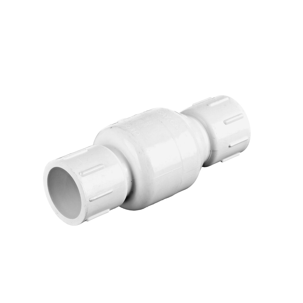 Alternate view of the NDS White 2 in. IPS Slip by Slip end PVC Adjustable Spring Check Valve with 4-1/4-17 lb. Spring (NDS 1225-10)
