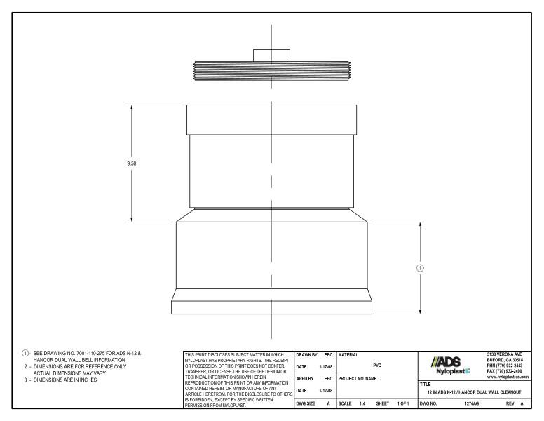 12" N-12 Dual Wall Cleanout Nyloplast Detail