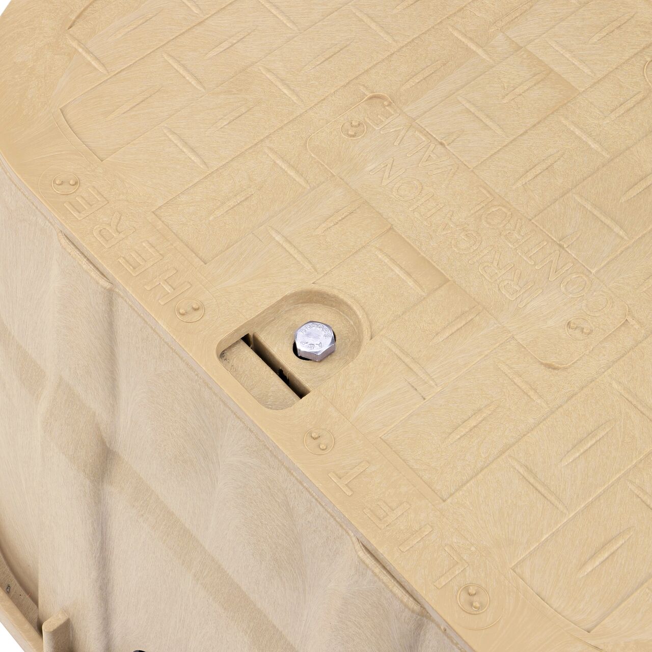 Closeup view of the inside reinforced edges on the NDS 13 in. X 20 in. Rectangular Pro-Spec® Series Jumbo Valve Box and Cover (NDS 318BCBSAND)