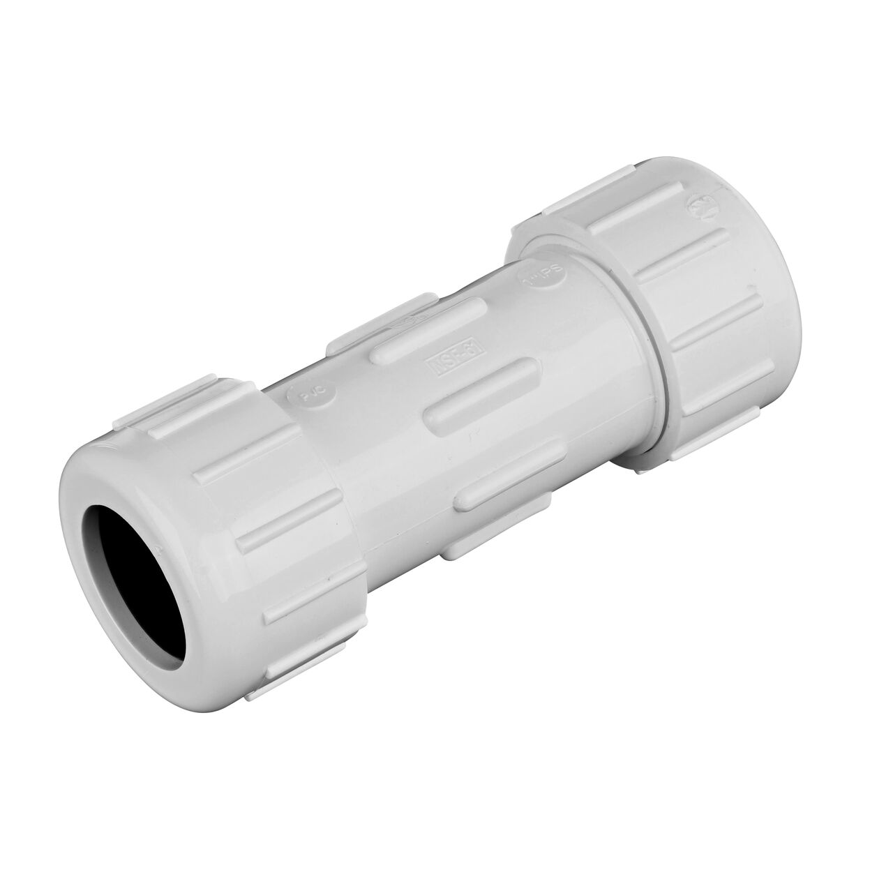 The NDS 1 in. IPS UC Compression Coupling forms a corrosion-free connection between two pipes to direct flow one-way through the system (NDS CPC-1000)
