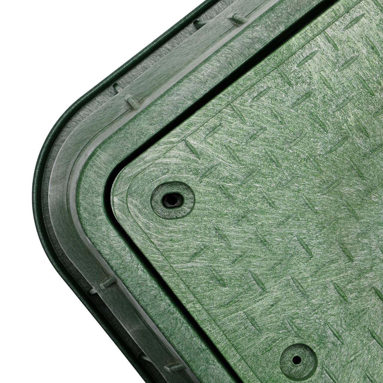 Closeup view of the inside reinforced edges on the NDS 17 in. X 30 in. Rectangular Pro-Spec® Series Valve Box and Cover (NDS 324BCDB)