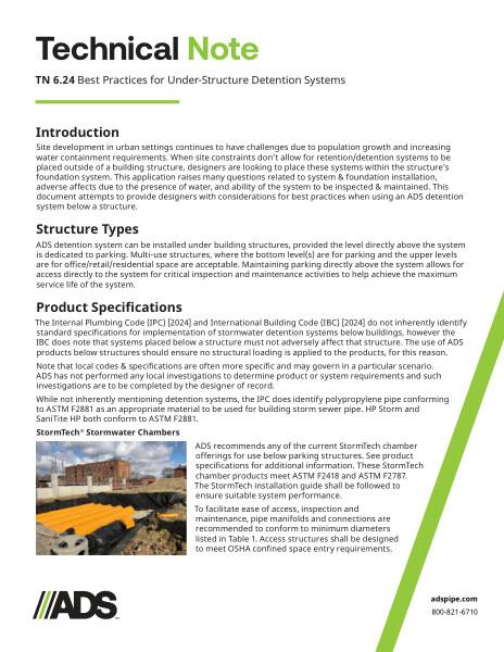 TN 6.24 Best Practices for Under-Structure Detention Systems