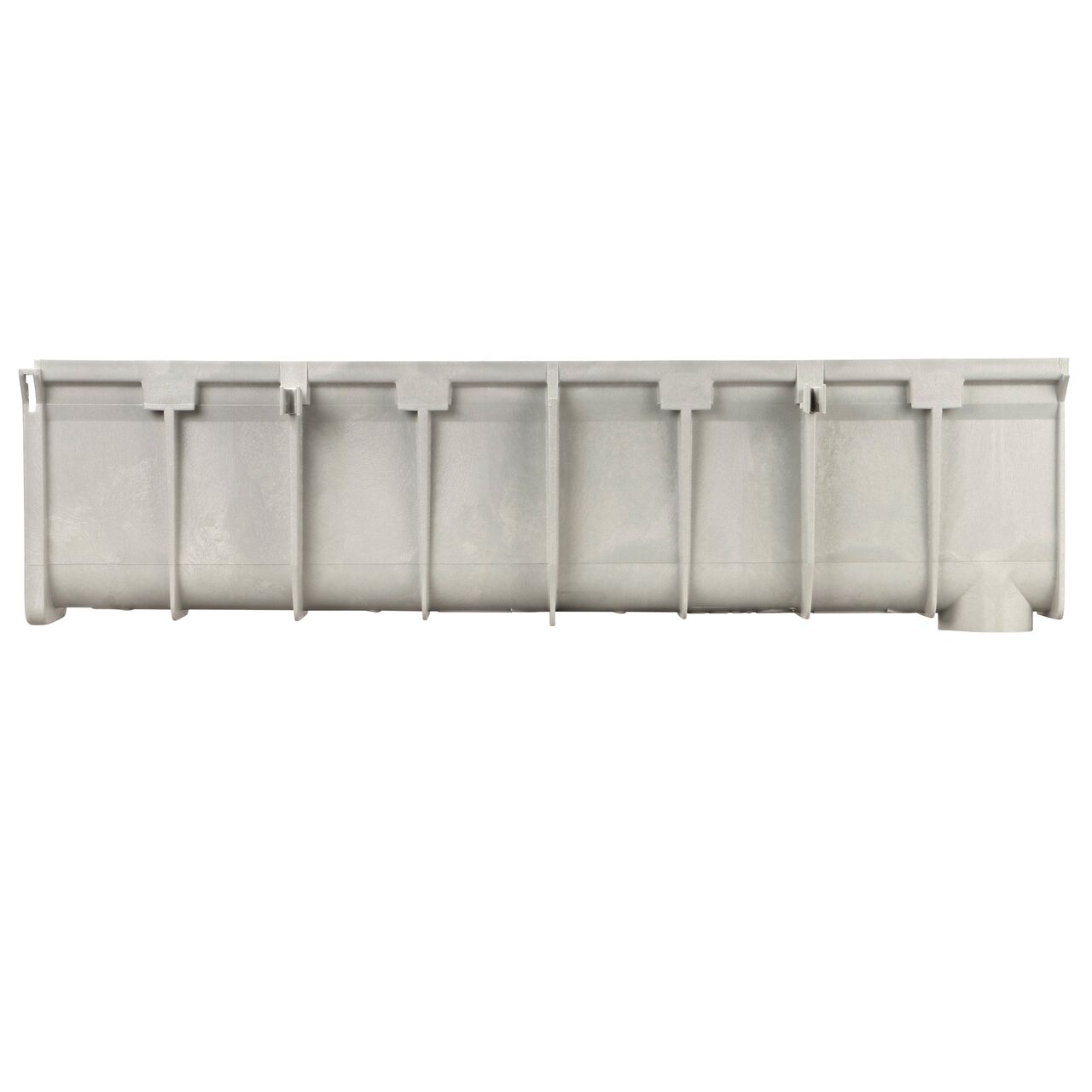 Side view of the NDS 10.71 in. to 11.05 in. Deep Dura Slope Channel Drain (NDS DS-111), end to end