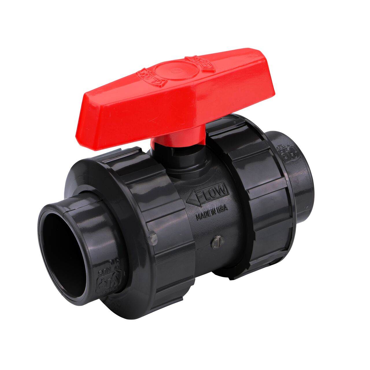 1-1/2 in. PVC Slip & Threaded True Union Ball Valve (NDS BTU-1500-E) is a leak-resistant valve that connects two 1-1/2 in. Sch. 80 pipes in an irrigation or other pressurized system to prevent costly property damage, pipe corrosion, and system issues