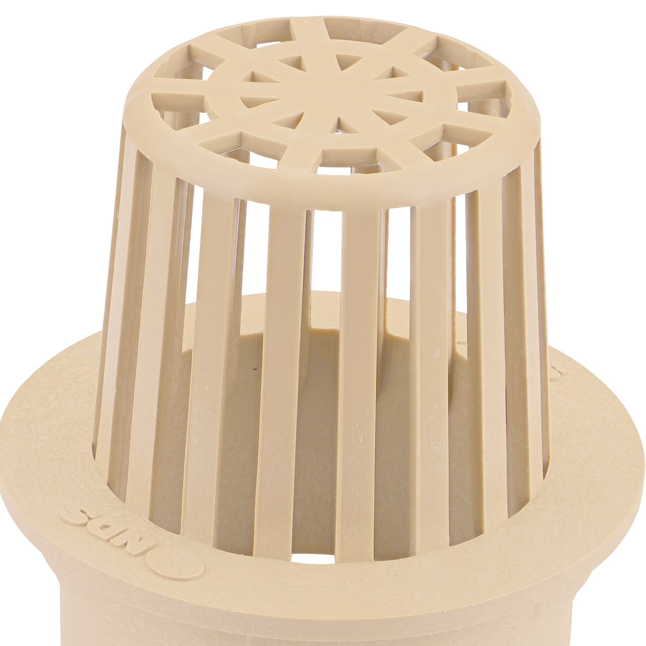 Closeup of the grate pattern of the NDS Sand Plastic 3 in. Atrum Grate (NDS 74S)