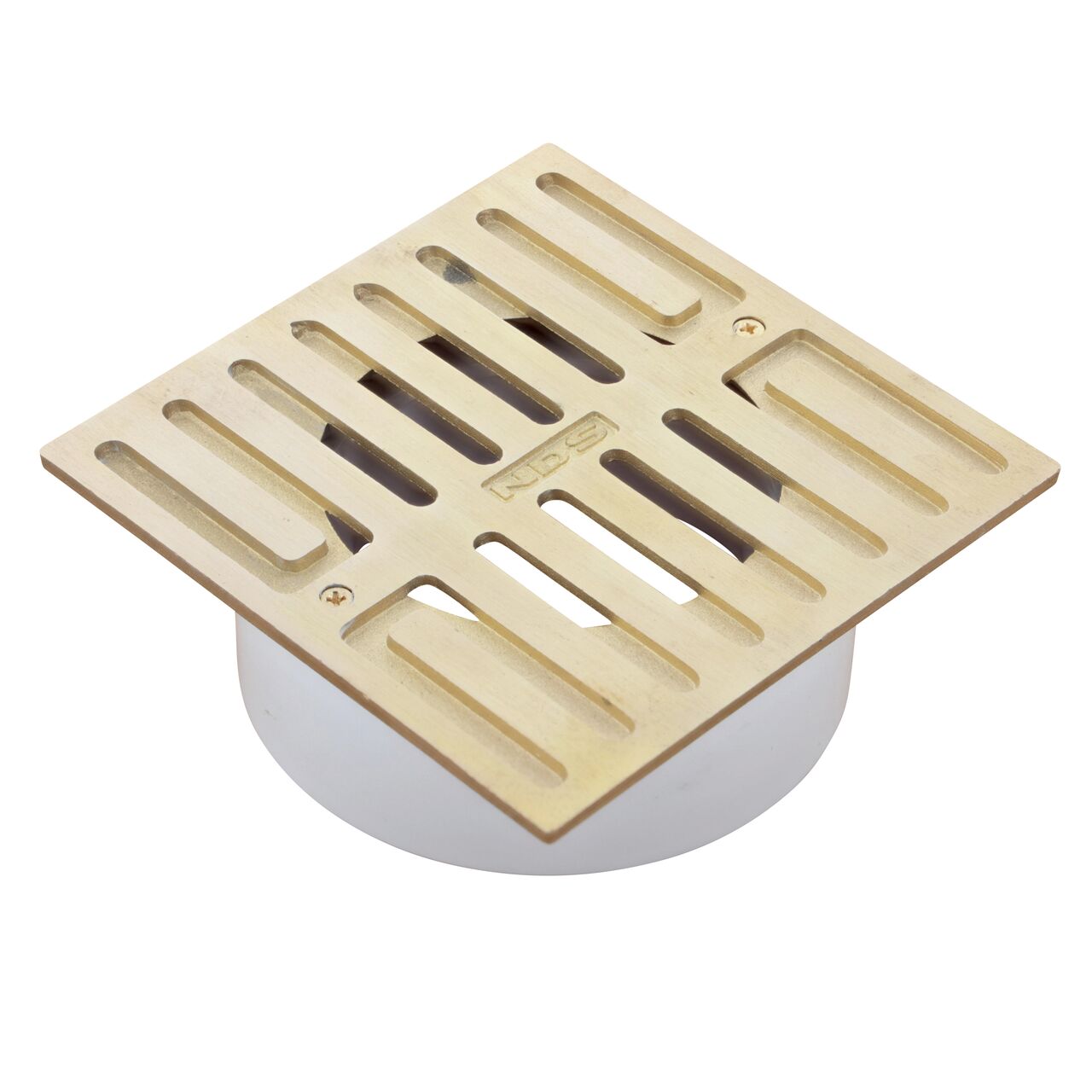 NDS Satin Brass 5 in. Square Grate with plastic collar (NDS 913B*, NDS 913B)