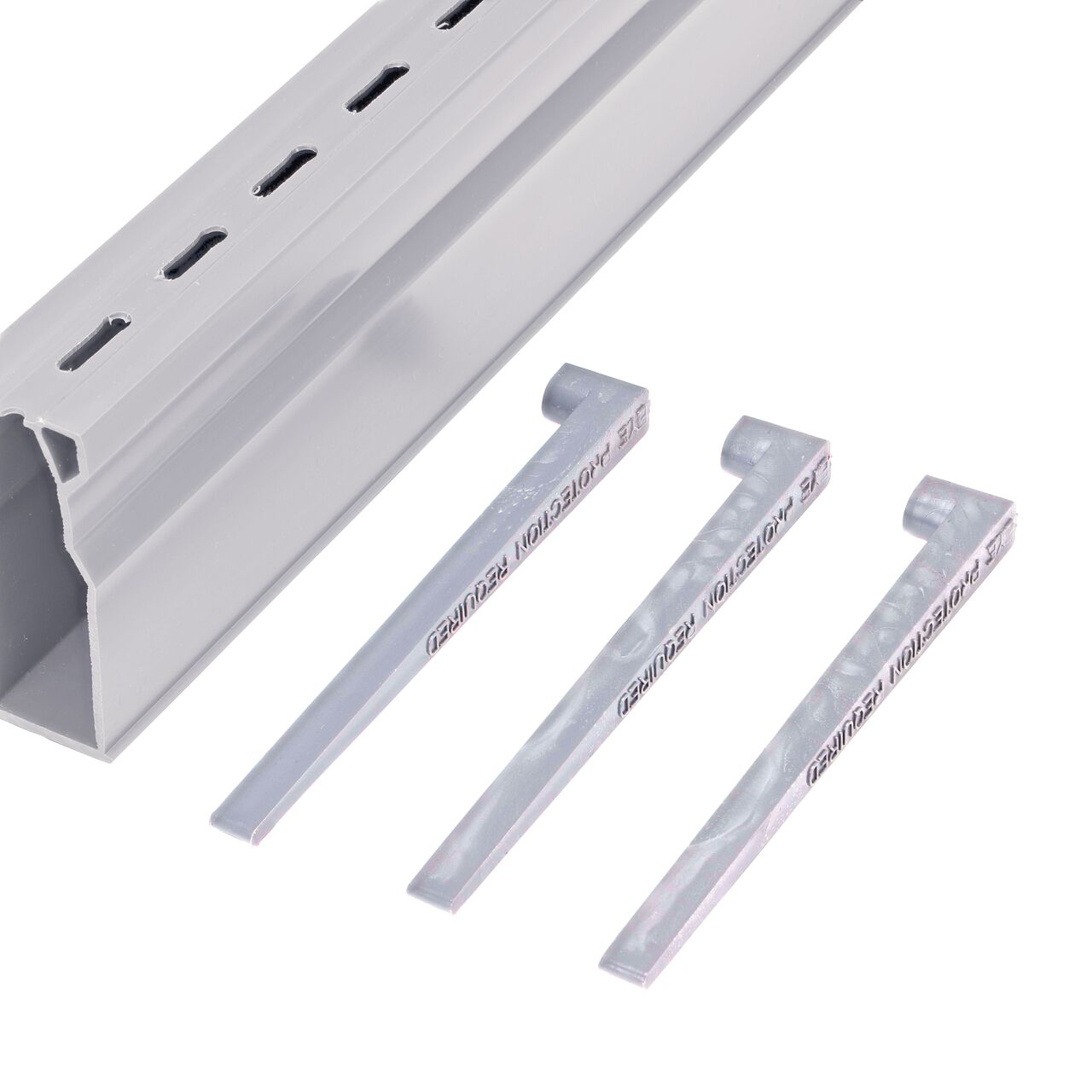 The NDS 6 in. Profile Channel Installation Stakes (NDS 230, NDS 230B) work with the NDS Micro Channel Drain (NDS 8001, 8002, 8003)