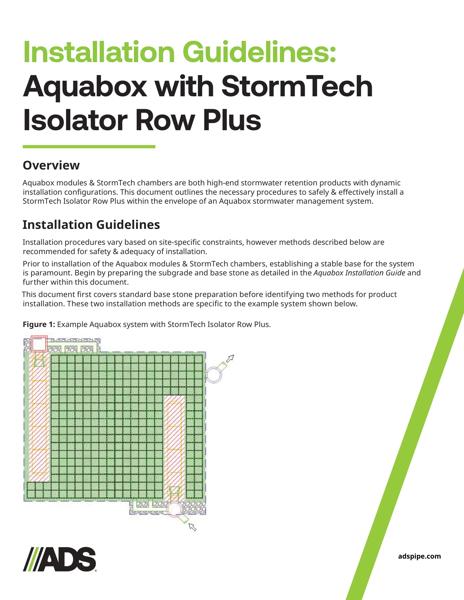 StormTech Isolator Row Plus Installation with Aquabox