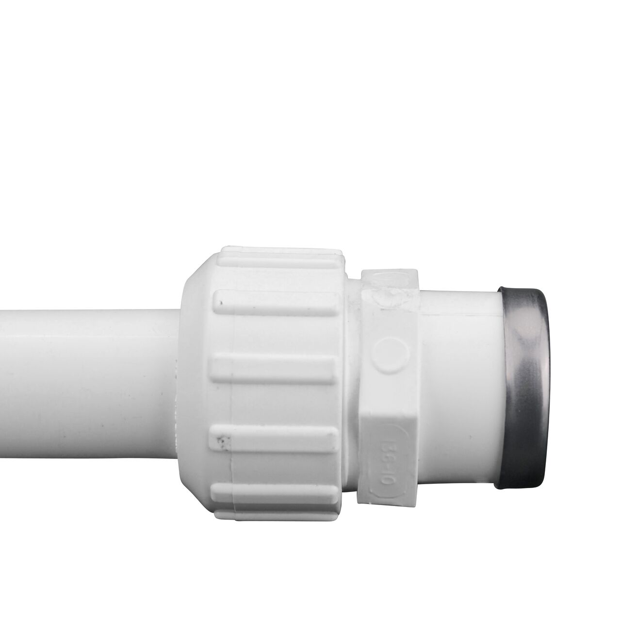 Flo-Lock end connected to 1" Schedule 40 Pipe; then on Female adapter end attached is MPT to 1 in. Schedule 40 Pipe Adapter and then a 1" Schedule 40 Pipe to adapter (NDS 136-07, NDS 136-07, NDS 136-10)