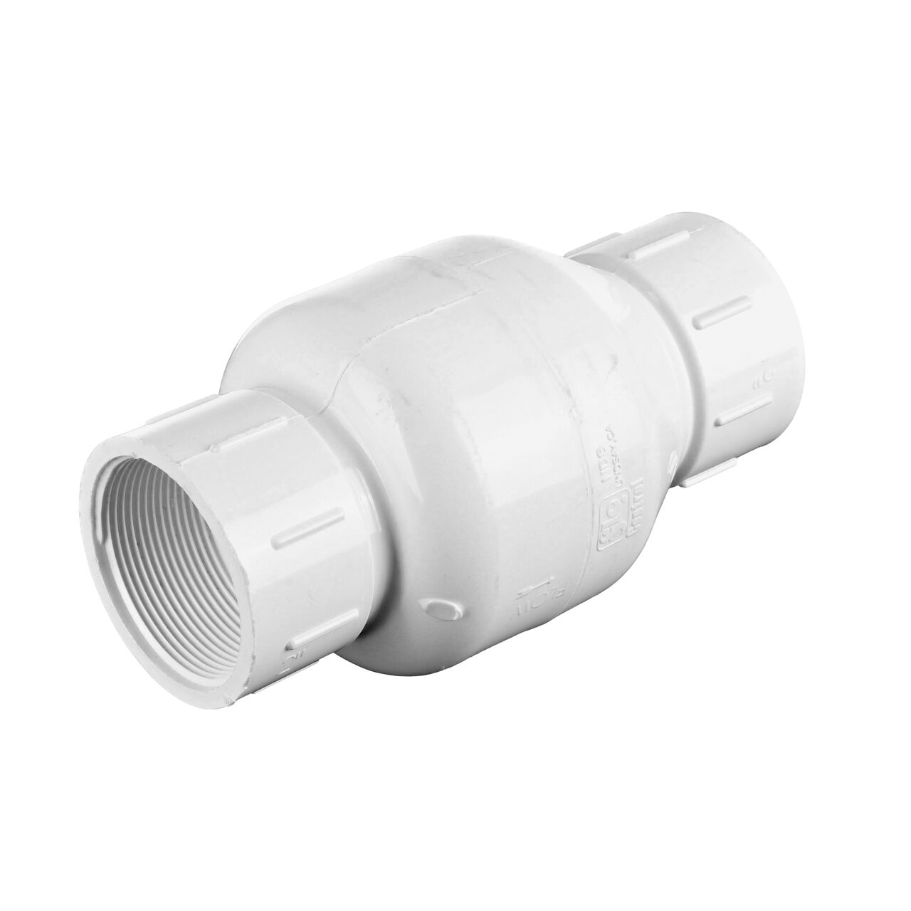 Alternate view of the NDS White 2 in. IPS FPT X FPT PVC Adjustable Spring Check Valve with 1-3/4-14-1/2 lb. Spring (NDS 1205-20)
