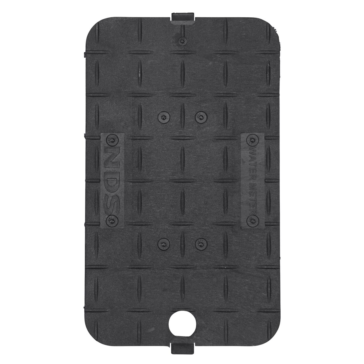 Top down view of the top side of the Black Water Drop-in cover (NDS D1000-SBL) for the NDS 10 in. X 15 in. Rectangular Standard Series
