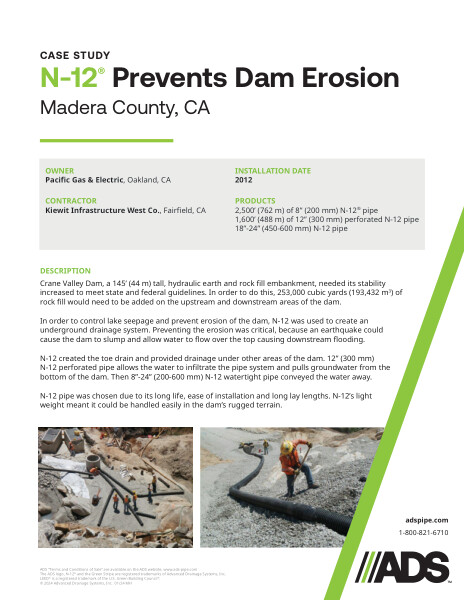 N-12 Prevents Dam Erosion (Madera County, CA) Case Study