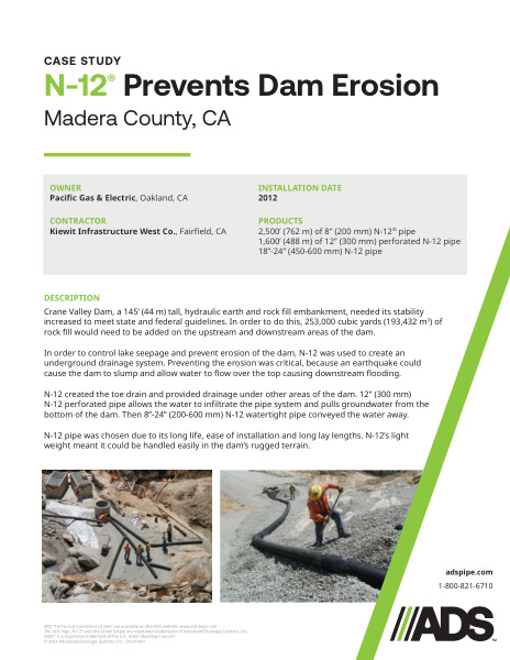 N-12 Prevents Dam Erosion