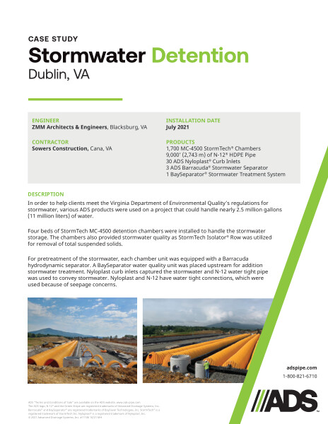 Stormwater Detention (Dublin, VA) Case Study