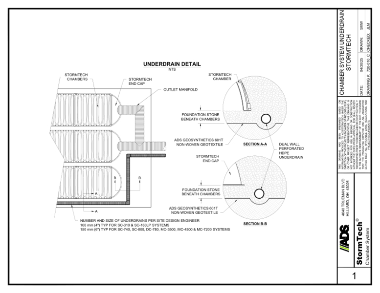 Stormtech Underdrain Detail