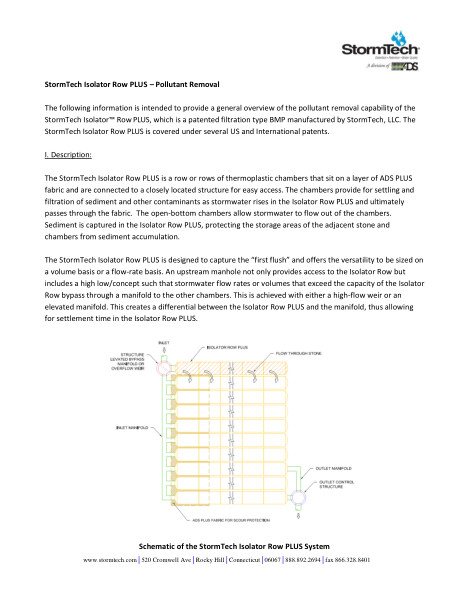 StormTech Isolator Row PLUS - Summary of Testing