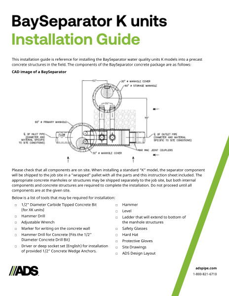 BaySeperator K Units Installation Guide