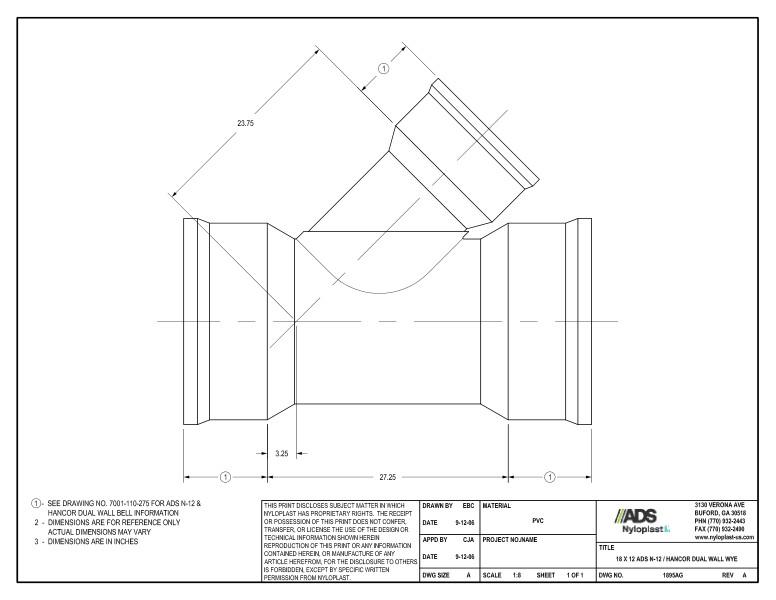 18 x 12 N-12 Dual Wall Wye Nyloplast Detail