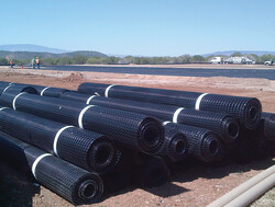 Geogrid rolls stacked
