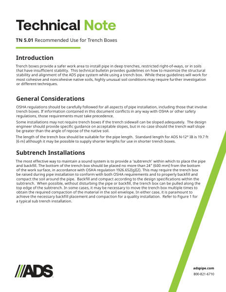 TN 5.01 Recommended Use for Trench Boxes