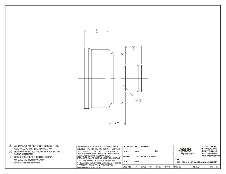 18 x 8 N-12 Dual Wall Increaser Nyloplast Detail