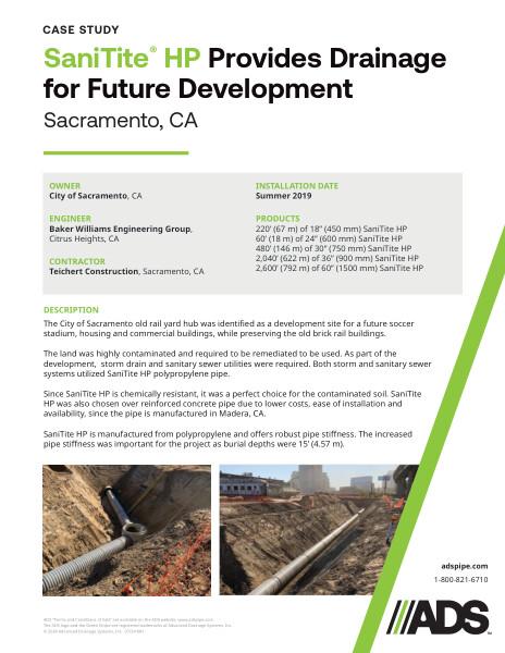 SaniTite HP Provides Drainage for Future Development (Sacramento, CA) Case Study