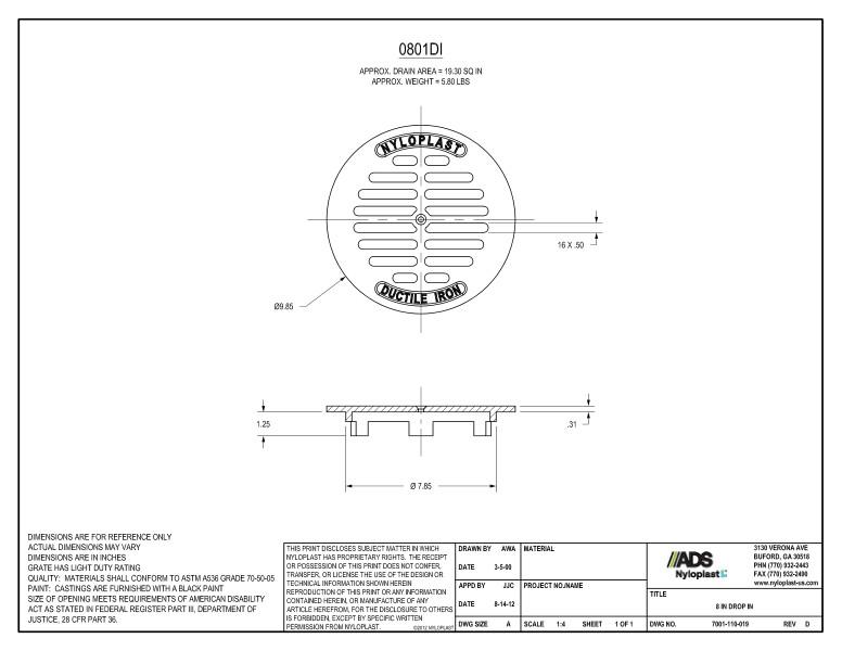 8" Drop In Nyloplast Detail