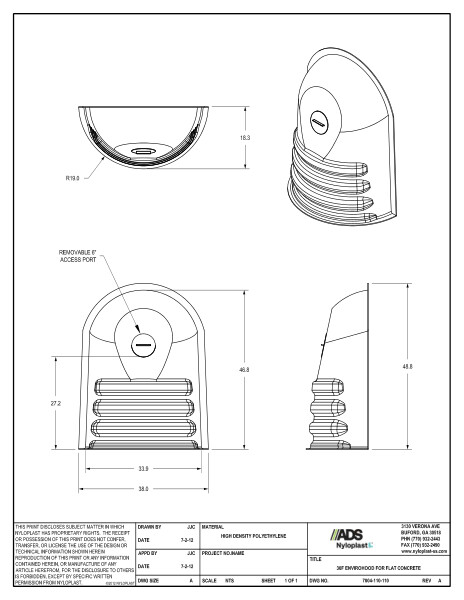 Nyloplast Envirohood for Flat Concrete Structures - Outlet Size up to 30" Detail