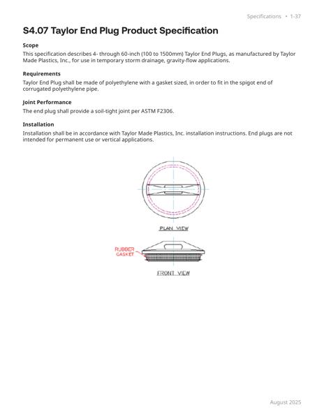 S4.07 Taylor End Plug Specification