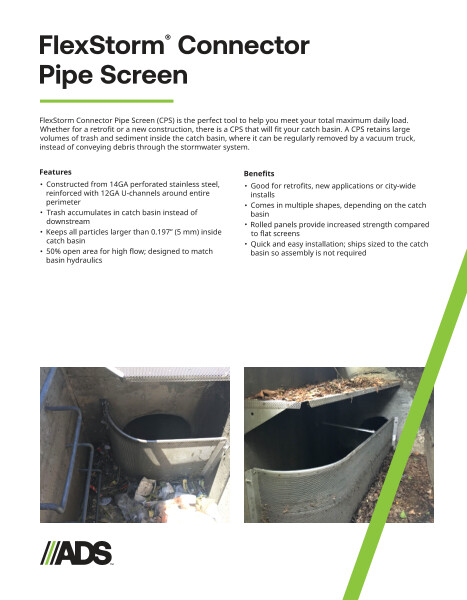 ADS Connector Pipe Screen Product Sheet