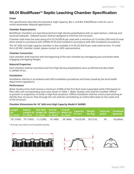 S6.01 Biodiffuser Septic Leaching Chamber Specification
