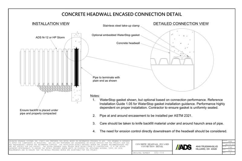 114 Concrete Headwall Encased Connection Detail