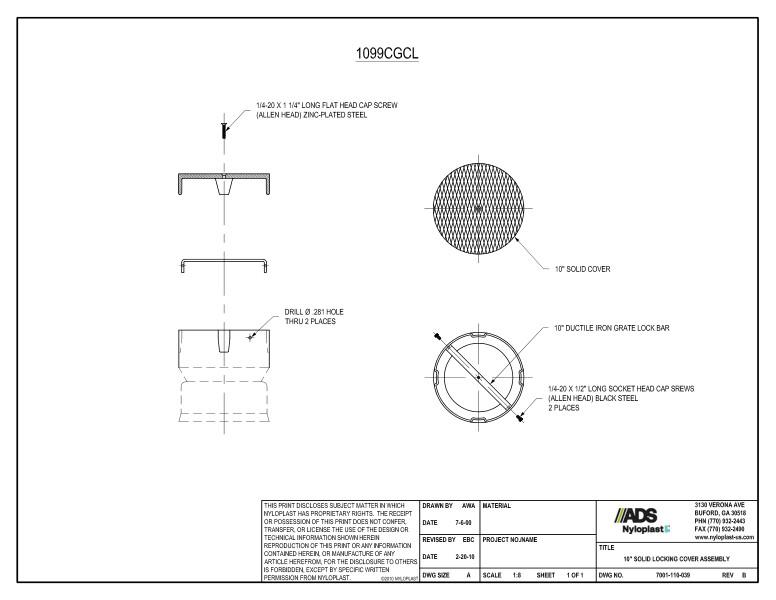10" Solid Locking Cover Assembly Nyloplast Detail