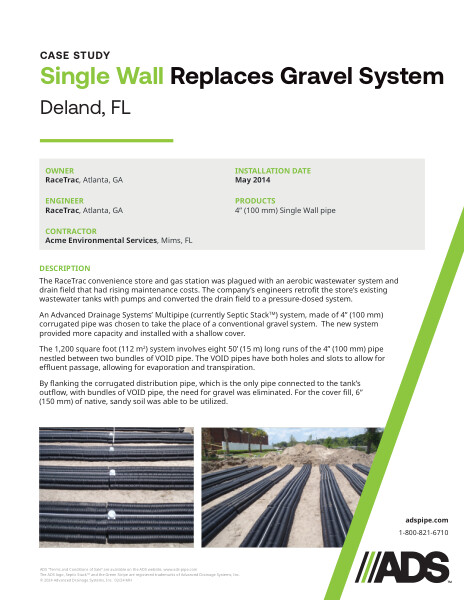 Single Wall Replaces Gravel System