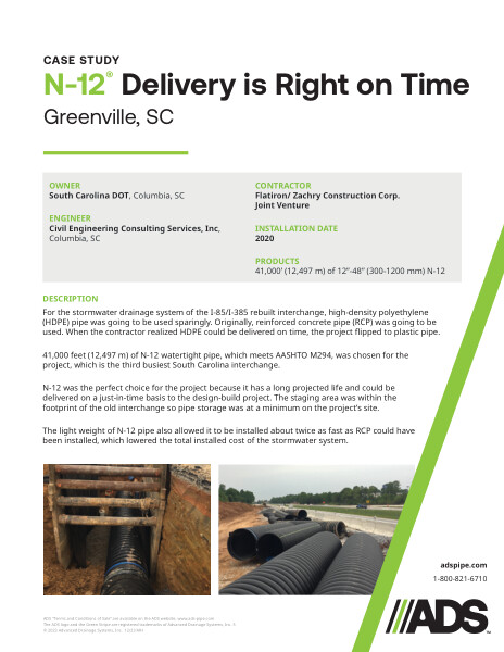 N-12 Delivery is Right on Time (Greenville, SC) Case Study