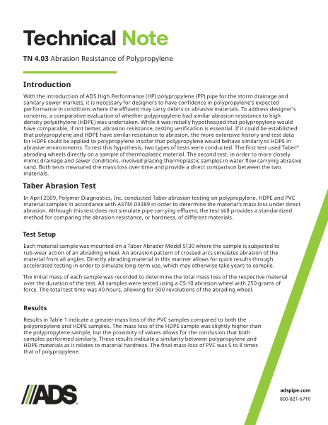 TN 4.03 Abrasion Resistance of Polypropylene