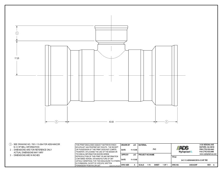 24 x 12 HP Tee Nyloplast Detail