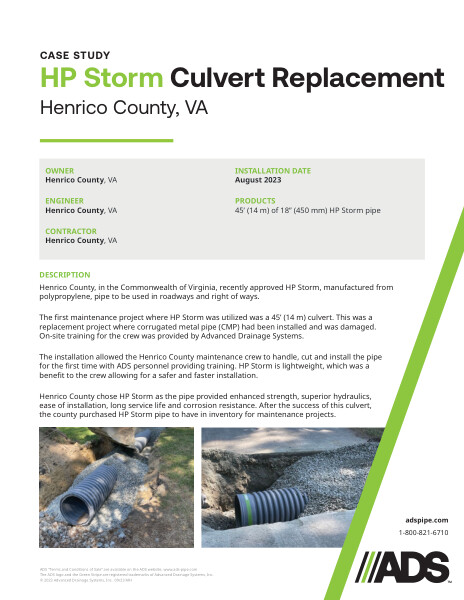 HP Storm Culvert Replacement Case Study
