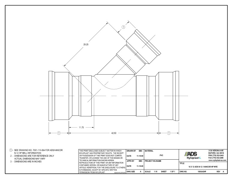 18 x 12 HP Wye Nyloplast Detail