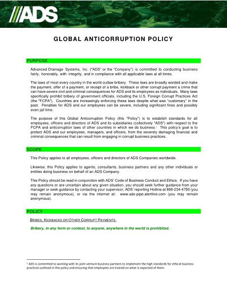 ADS Global Anticorruption Policy
