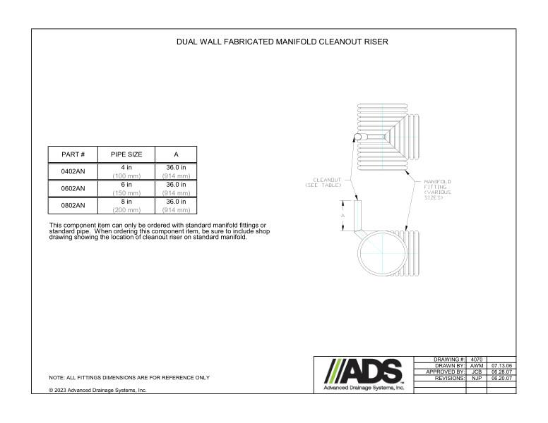 4" - 8" Fabricated Manifold Cleanout Risers (HDPE Dual Wall Fabricated Manifolds Fittings)
