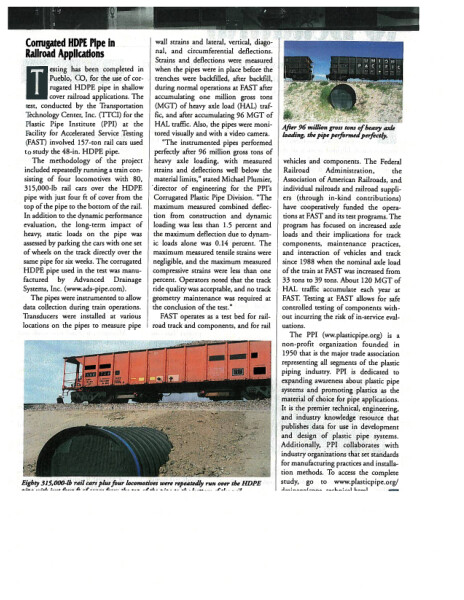 Corrugated HDPE Pipe in Railroad Applications - Government Engineering 