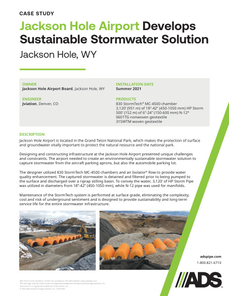 Jackson Hole Airport Develops Sustainable Stormwater Solution (Jackson Hole, WY) Case Study)