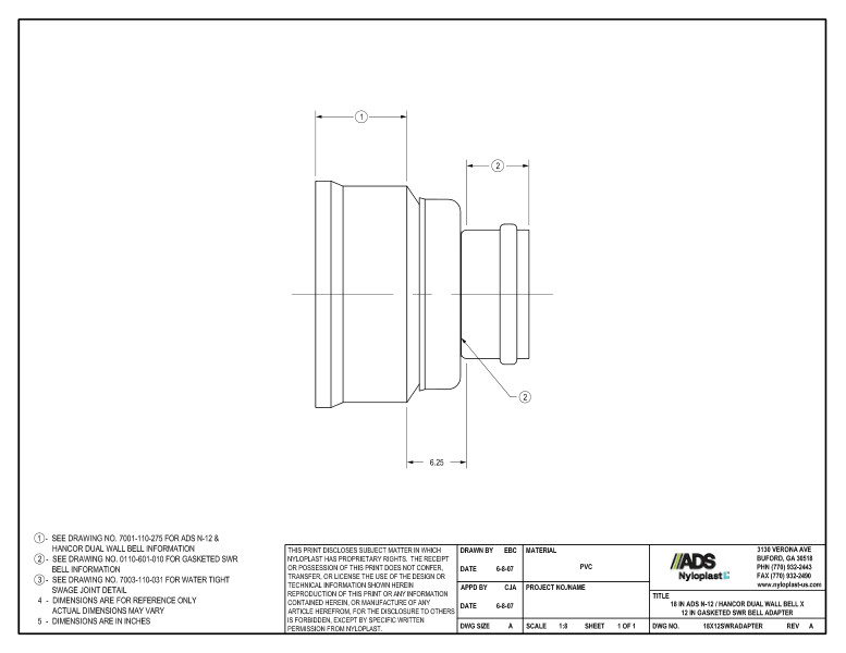 18 x 12 N-12 Dual Wall Increaser Nyloplast Detail