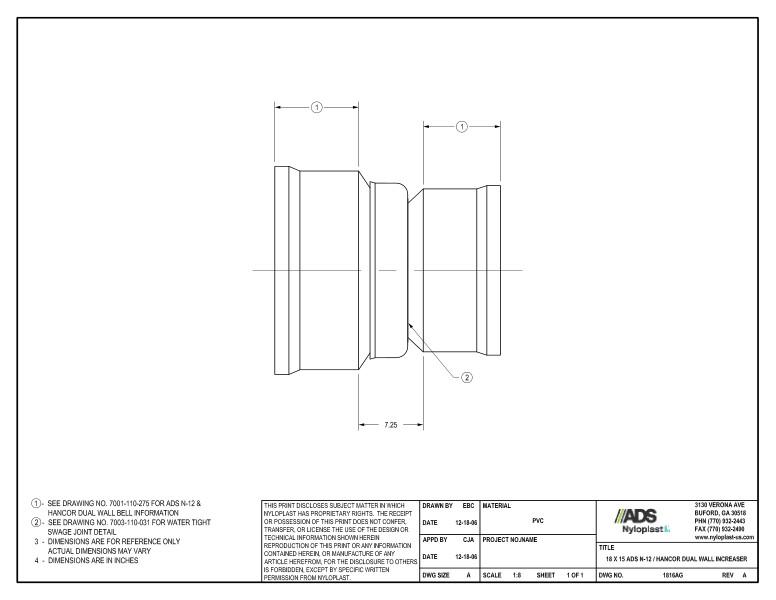 18 x 15 N-12 Dual Wall Increaser Nyloplast Detail